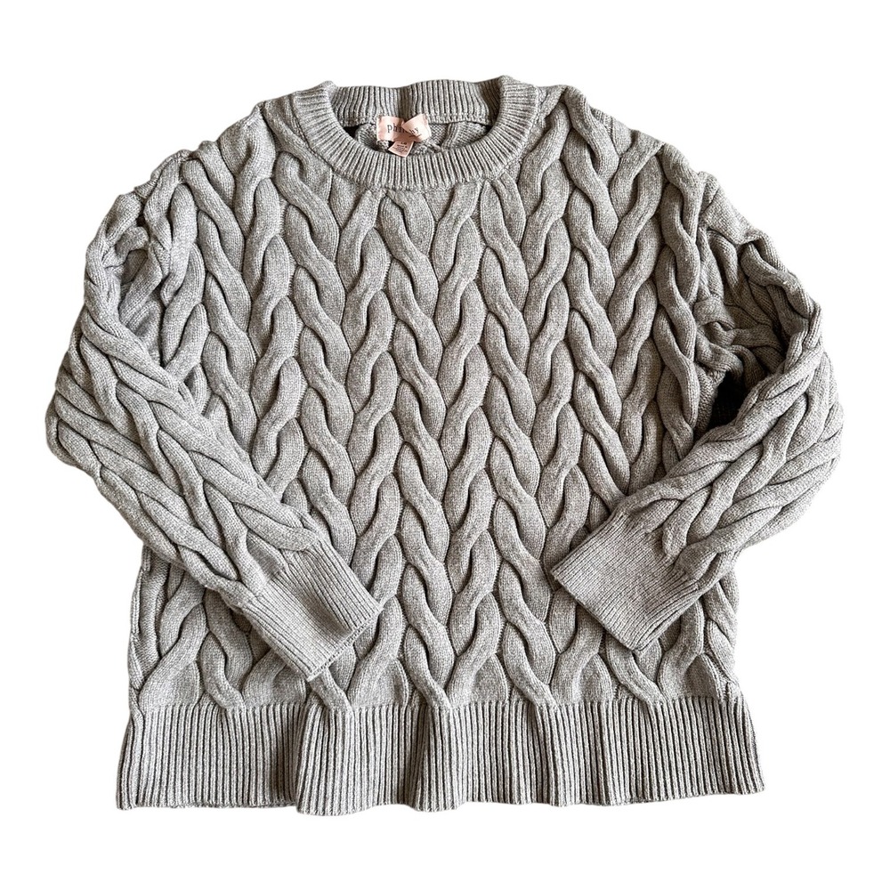 Philosophy Republic Clothing Gray Cable Knit Sweater Crew Neck Large